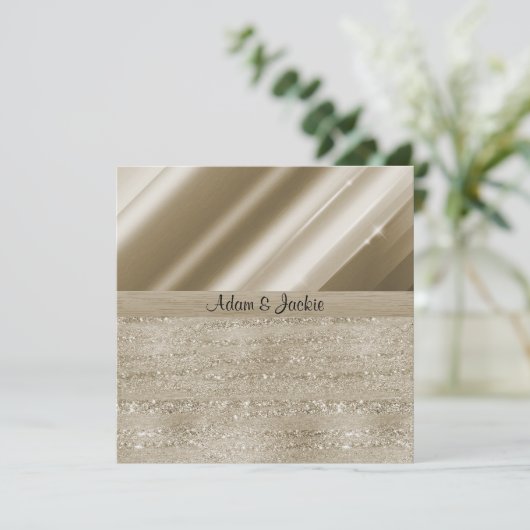 ELEGANT EN MODERN WEDDING SPLIT BRONZE GLITTER KAART (Staand voorkant)