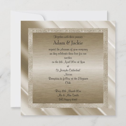 ELEGANT EN MODERN WEDDING SPLIT BRONZE GLITTER KAART (Achterkant)