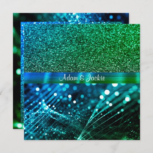 ELEGANT EN MODERN WEDDING SPLIT ROYAL blauw groen Kaart (Voorkant / Achterkant)