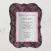 ELEGANT EN MODERN WEDING FLORAL DAMASK BLACK KAART (Voorkant / Achterkant)