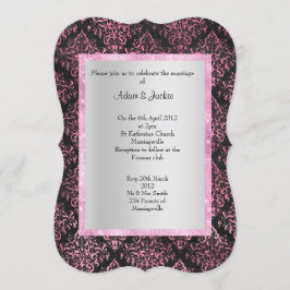 ELEGANT EN MODERN WEDING FLORAL DAMASK BLACK KAART