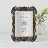ELEGANT EN MODERN WEDING FLORAL DAMASK BLACK KAART (Staand voorkant)