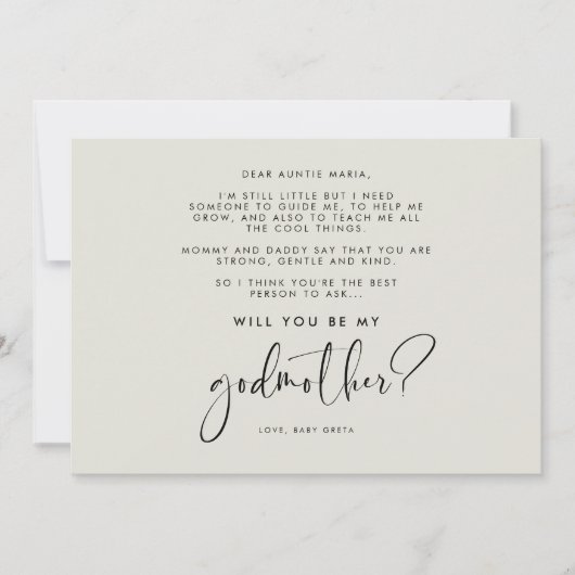Elegant en modern Will you be my Godmoeder card Kaart (Voorkant)