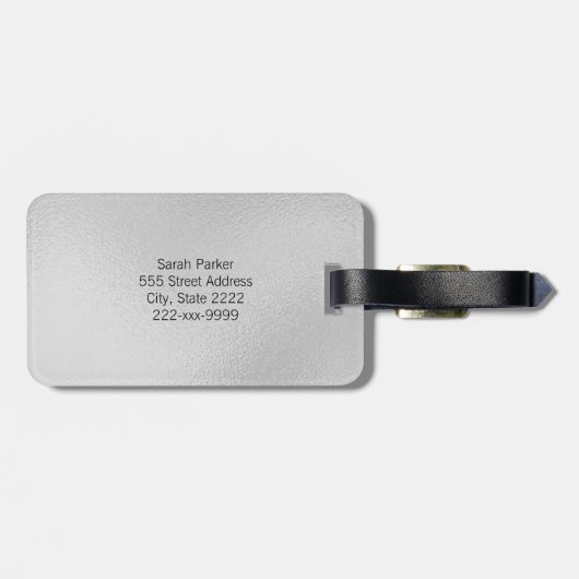 Elegant en modern zilveren Acryl Bagagelabel (Achterkant horizontaal)