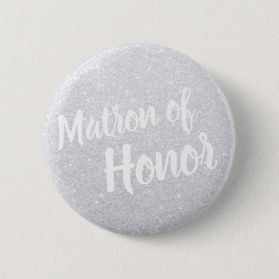 Elegant en modern zilverglitter matron ronde button 5,7 cm