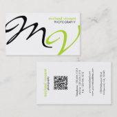 Elegant en modern, zwart en kalkgroen visitekaartje (Voorkant / Achterkant)