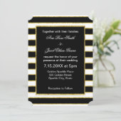 Elegant en modern zwart, wit, Faux Gold Stripes Kaart (Staand voorkant)