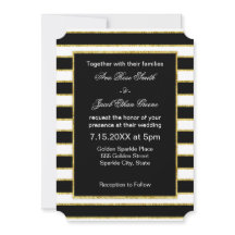 Elegant en modern zwart, wit, Faux Gold Stripes