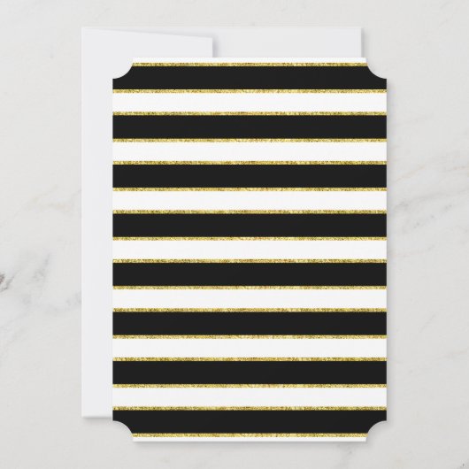 Elegant en modern zwart, wit, Faux Gold Stripes Kaart (Achterkant)