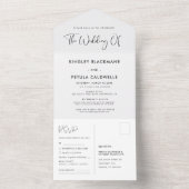 Elegant en modern zwart-wit huwelijk all in one uitnodiging (Binnen)