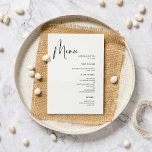 Elegant en modern zwart-wit huwelijk menu<br><div class="desc">Een moderne typografie en een klassiek zwart-wit thema voor uw trouwbenodigdheden: kies deze eenvoudige en elegante trouwsuite. Volledig aanpasbaar: u kunt de achtergrond en de tekstkleur wijzigen zoals u wilt.</div>