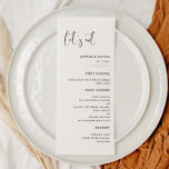Elegant en modern zwart-wit Laten we trouwen Menu<br><div class="desc">Laten we eten! Het menu van de bruiloft of van de receptie partij. Een moderne typografie en een klassiek zwart-wit thema voor uw trouwbenodigdheden: kies deze eenvoudige en elegante trouwsuite. Volledig aanpasbaar: u kunt de achtergrond en de tekstkleur wijzigen zoals u wilt.</div>