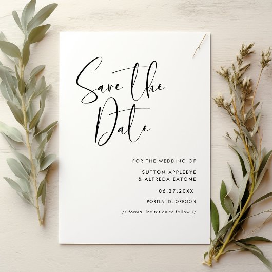 Elegant en modern zwart-wit sparen de datum save the date