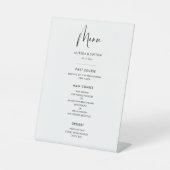 Elegant en modern, zwart-wit trouwmenu reclamebord met voetstuk (Voorkant)