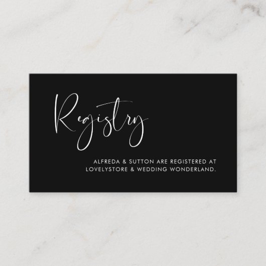 Elegant en modern zwart-wit trouwregister informatiekaartje (Voorkant)