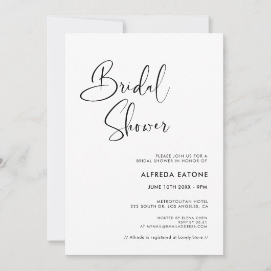 Elegant en modern zwart-wit Vrijgezellenfeest Kaart (Voorkant)