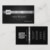 Elegant en modern zwart-zilver-Visitekaartjes Visitekaartje (Voorkant / Achterkant)