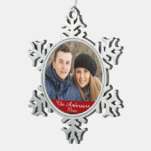 Elegant en Moderne Aangepaste Foto Tin Sneeuwvlok Ornament (Rechts)