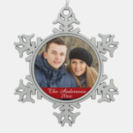 Elegant en Moderne Aangepaste Foto Tin Sneeuwvlok Ornament