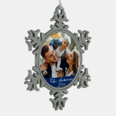 Elegant en Moderne Aangepaste Foto Tin Sneeuwvlok Ornament (Links)