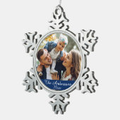 Elegant en Moderne Aangepaste Foto Tin Sneeuwvlok Ornament (Rechts)