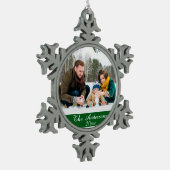 Elegant en Moderne Aangepaste Foto Tin Sneeuwvlok Ornament (Links)