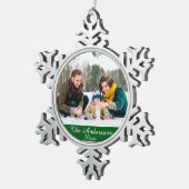 Elegant en Moderne Aangepaste Foto Tin Sneeuwvlok Ornament (Rechts)