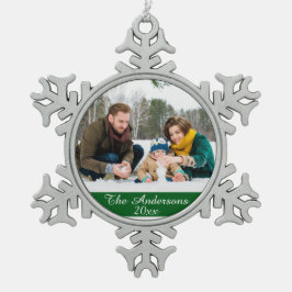 Elegant en Moderne Aangepaste Foto Tin Sneeuwvlok Ornament