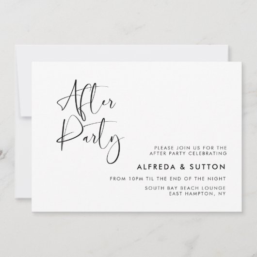 Elegant en moderne bruiloft na feest kaart (Voorkant)