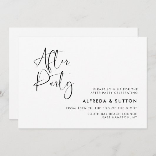 Elegant en moderne bruiloft na feest kaart (Voorkant / Achterkant)