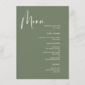Elegant en moderne groene bruiloft menu (Voorkant)