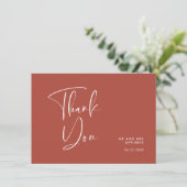 Elegant en moderne terracotta bruiloft bedankkaart (Staand voorkant)