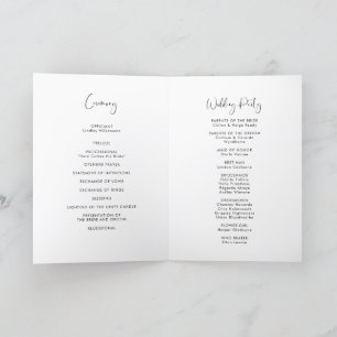 Elegant en moderne zwarte en witte bruiloft gevouw programma