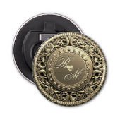 Elegant en mooi monogram button flesopener (Voorkant)