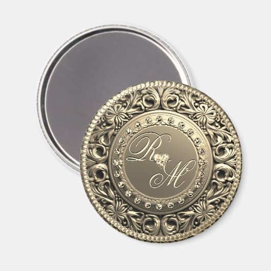 Elegant en mooi monogram magneet (Voorkant / Achterkant)