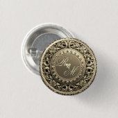 Elegant en mooi monogram ronde button 3,2 cm (Voorkant /achterkant)
