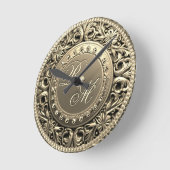 Elegant en mooi monogram ronde klok (Hoek)
