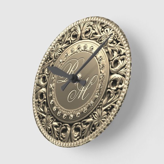Elegant en mooi monogram ronde klok (Hoek)