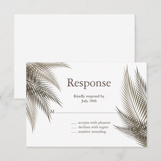 Elegant en Natural Palm Leaves RSVP Kaartje (Voorkant / Achterkant)
