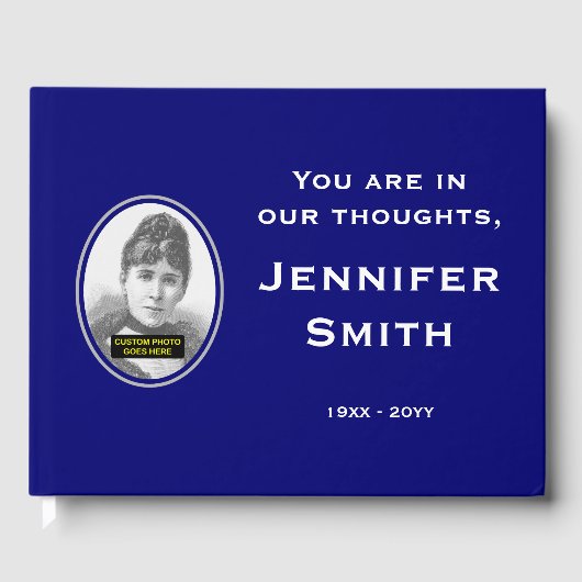 Elegant en Plain Funeral Guestbook; Aangepaste fot Gastenboek (Voorkant)