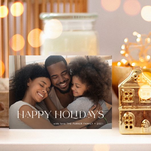 Elegant en Prettige feestdagen | One Photo Navy Bl Feestdagenkaart