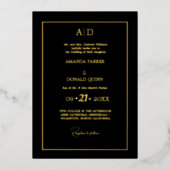 Elegant en romantisch zwart monogram bruiloft folie uitnodiging (Voorkant)