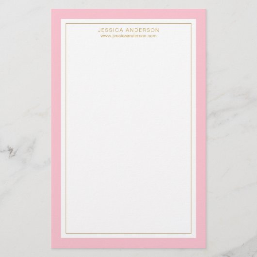 Elegant en roze bruin goud op maat briefpapier (Voorkant)