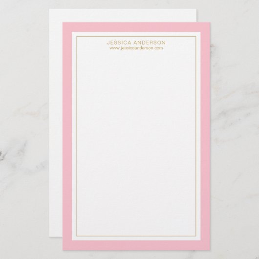 Elegant en roze bruin goud op maat briefpapier (Voorkant / Achterkant)