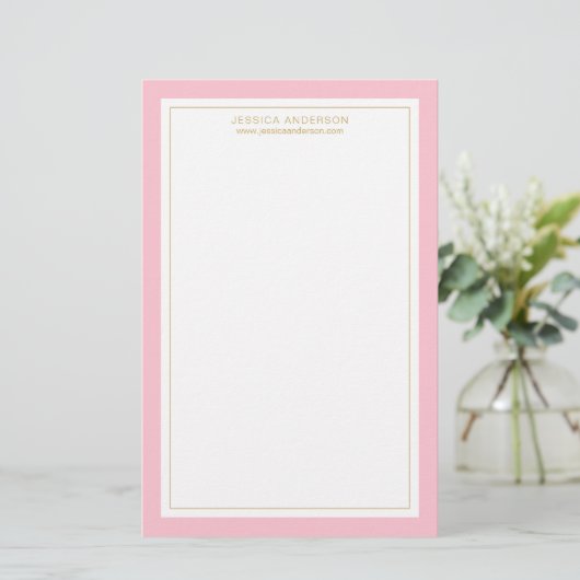Elegant en roze bruin goud op maat briefpapier (Staand voorkant)