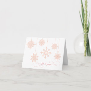 Elegant en roze snowflakes kerstKaart Kaart