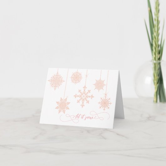 Elegant en  roze snowflakes kerstKaart Kaart (Voorkant)