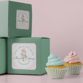 Elegant en Roze Waterverf Floral Cake Bakery Ronde Sticker