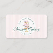 Elegant en Roze Waterverf Floral Cake Bakery Visitekaartje (Voorkant)
