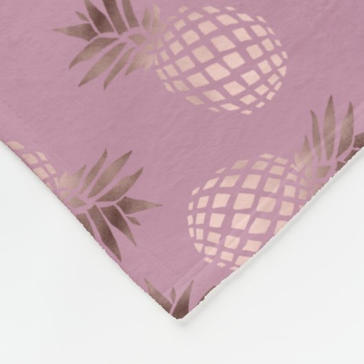 Elegant en schattig roos gouden anananaspatroon fleece deken (Hoek)